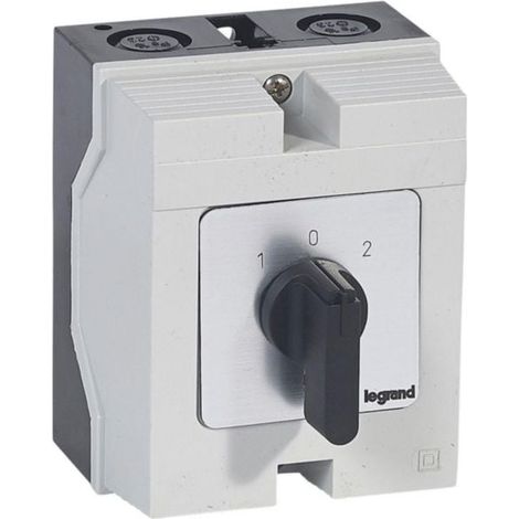 Commutateur à cames inverseur avec position arrêt 45° PR12 - 3P - 6 contacts - boîtier 96x120mm - LEGRAND
