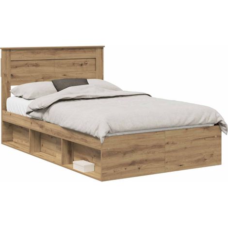 Bed Frame Artisian Oak 120 x 190 cm Solid Pine Wood vidaXL (1/5)