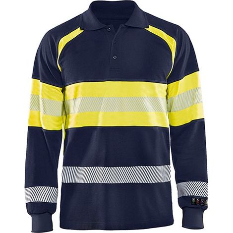 Blakläder Polo multinorme, bleu marine / jaune, Taille unisexe: M (1/2)