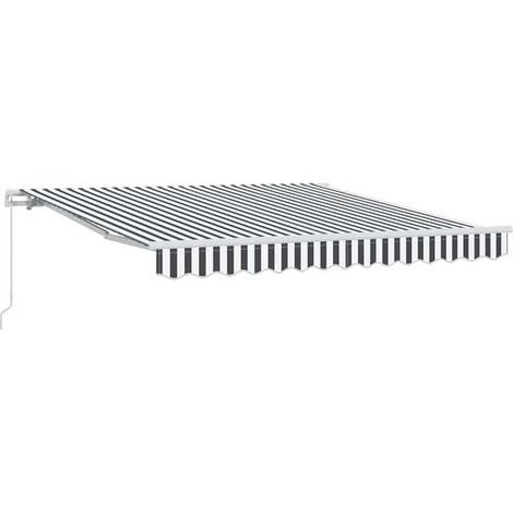 Store banne manuel rétractable, gris anthracite et blanc, 300 x 250 cm (1/5)