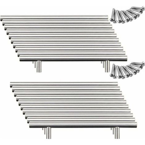 20pcs Poignée Bâton De Porte Cuisine Meuble Placard Inoxydable (128mm (Entraxe de Trous)) (1/5)