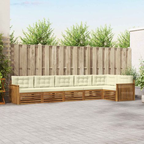 vidaXL Outdoor-Sofagarnitur mit Kissen 6 pcs Natur und Creme (1/5)