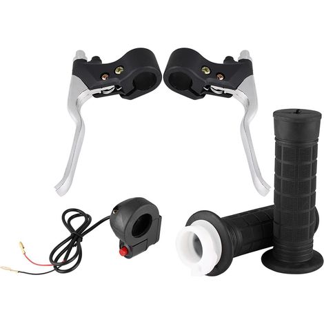 Leviers de Frein, Poignées des Poignées avec Un Kit D'accélérateur de Commutateur Marche/Arrêt, pour la Mini Moto de Poche, en Aluminium et ABS, adapté au Guidon de 22 Mm (1/4)
