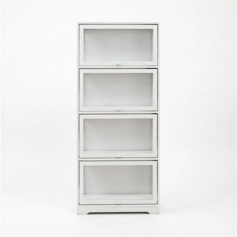 Vetrina 59x30x139 cm in MDF e acrilico bianco con vano contenitore FloraGrace (1/5)