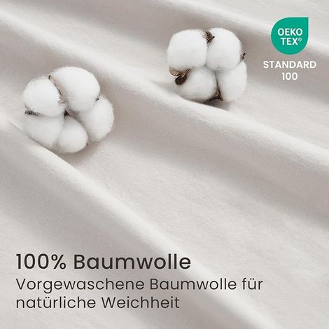 Duvet Cover 200 x 200 cm, Natural Beige, 100% Pre-Washed Cotton, Bedding Set – 1 Duvet Cover 200 x 200 cm + 2 Pillowcases 80 x 80 cm with Zip (1/3)