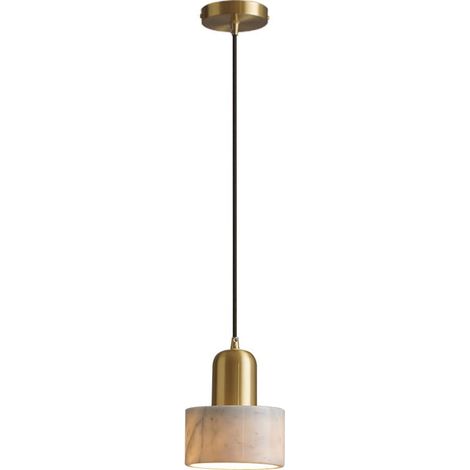 Marmo - Hängelampe, 15 cm zylindrisch, Marmor, Messing, Gold (1/4)