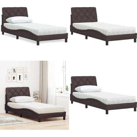 vidaXL Bett mit Matratze Dunkelbraun 90x200 cm Stoff (1/5)