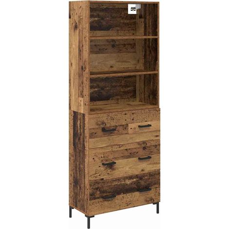 Aparador alto con cajón Madera vieja 69,5 x 34 x 180 cm vidaXL