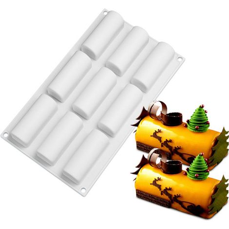 Moule Silicone mini bûche bûchette ou moule insert 9 cavités pour pâtisserie chocolat Desserts mousse Gâteau 3 D Antiadhésifs (1/5)
