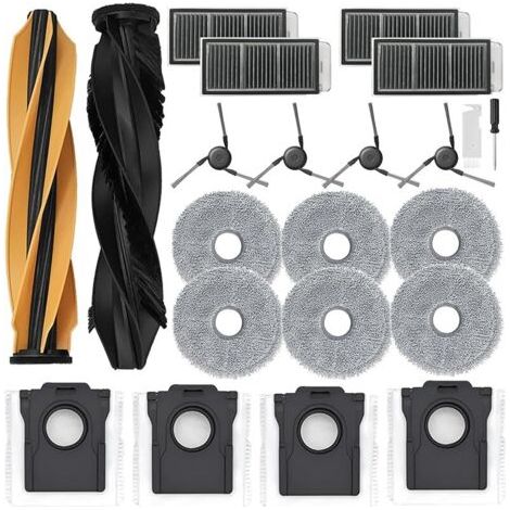 Kit accessoires pour Dreame X50 Ultra Complete/ L50 Pro Ultra/ X50 Master/ L40s Pro Ultra, 1 set de Brosse Principale, 4 Filtres Hepa, 4 Brosses Latrales, 4 Sacs Poussire, 6 Serpillres