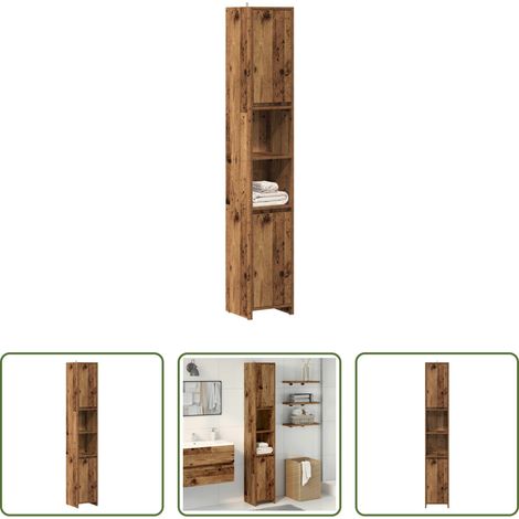 vidaXL Badezimmer Schrank - Badschrank Altholz-Optik 30x30x183,5 cm Holzwerkstoff (1/5)