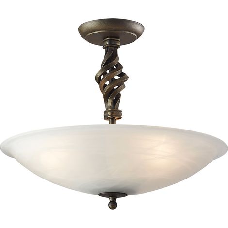 Plafoniera cucina Pembroke nero-oro vetro 3xE14 Elstead