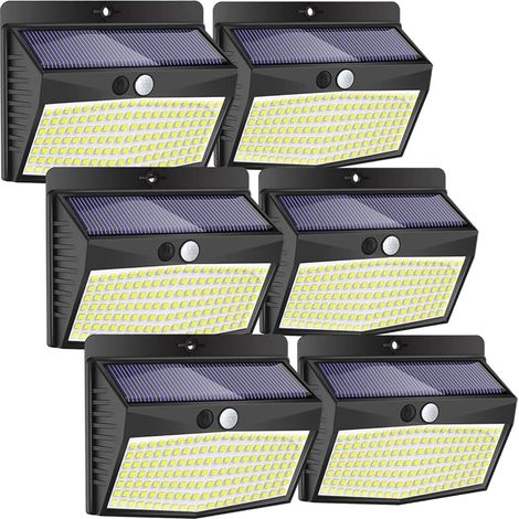 Lampe Solaire Exterieur [Lot de 6], 138LED Lumiere Solaire Exterieur avec Detecteur de Mouvement Étanche 3 Modes Eclairage Exterieur Solaire Spot Led ​Sans Fil pour Jardin Garage (1/5)