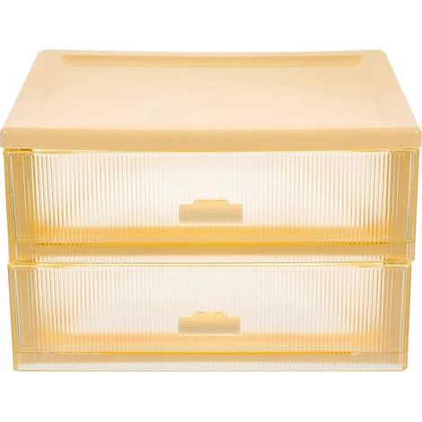 Boîte de rangement pour cosmétiques à tiroirs en plastique, petite boîte à tiroirs, organisateur de bureau-16.5x13.2x11cm-Yellow (1/4)