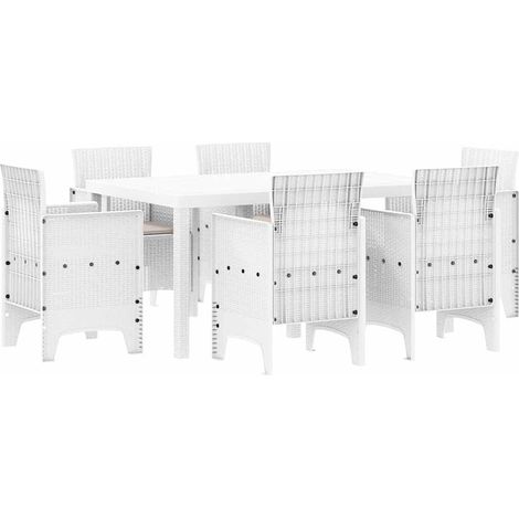 Maison Exclusive - Set da Pranzo per Giardino 7 pcs Bianco Rattan Polt