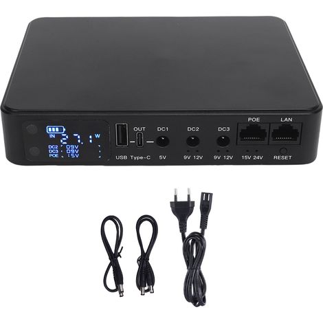Alimentation UPS avec affichage numérique, 18000mAh POE15V 24V USB 5V 9V 12V, batterie de secours pour caméras de sécurité, prise ue (1/5)