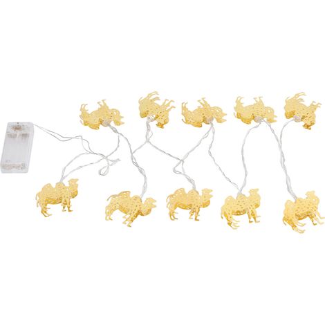 Guirlande lumineuse LED en forme de chameau avec 10 petites lumières décoratives en fer pour fêtes et extérieur, lumière chaude (1/5)