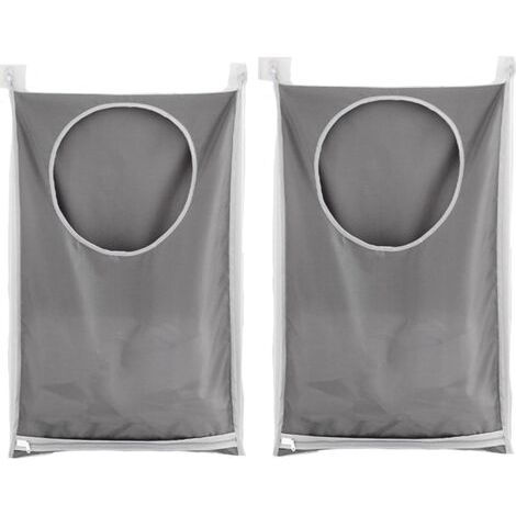 2 Pièces Sac à Linge, Panier à Linge Grande Contenance Sac de Rangement, Sac De Rangement Pour Sac De Placard À Linge Suspendu, pour Salle de Bain, Dortoirs et Placard (Gris) (1/5)
