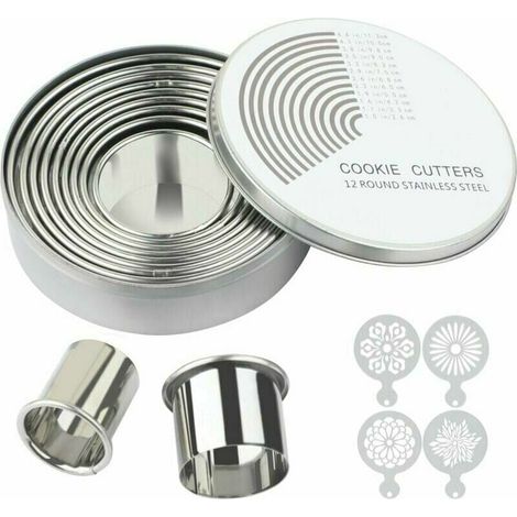 royaluxe - Lot de 12 emporte-pièces ronds en métal avec étui (2,6 - 11,3 cm de diamètre) (1/5)