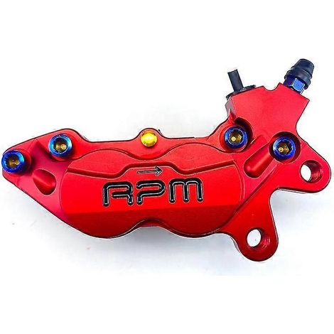 Étrier de frein de moto 40 mm, montage P4, piston axial, pompe de frein pour scooter Honda, Yamaha, Kawasaki, Suzuki, moto tout-terrain (modifiable) - Rouge, côté droit (1/5)