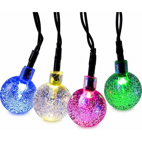 Guirlande Solaire LED Boules Bulles Multicolores, 60 Lumières Étanches pour Jardin, Camping et Extérieur (1/5)
