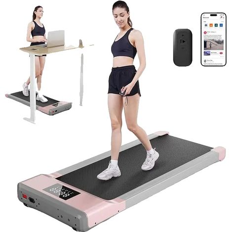 Tapis de course Walking Pad, design compact, fonctionnement silencieux, Rose (1/2)