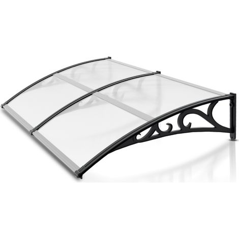 SWANEW Tettoia per porta 100 x 200 cm Tettoia Marquise per Porta in alluminio Protezione Esterna Contro Pioggia e Intemperie (1/5)