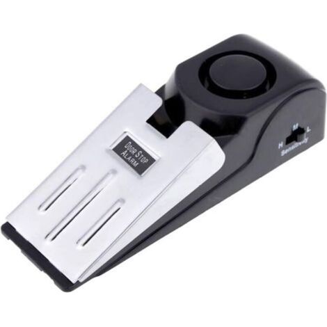 Mini vibrateur sans Fil déclenché Wedge en Forme de Porte Stopper Alerte Système de sécurité à Domicile Alarme de Porte Bloc Bloc de Blocage Noir (Pack de 1) (1/5)