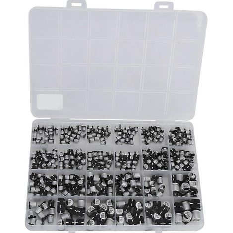400 Stück SMD-Elektrolytkondensatoren, 24 Werte, Aluminium, 1 µF–1000 µF, Zubehörset, 6,3 V–50 V
