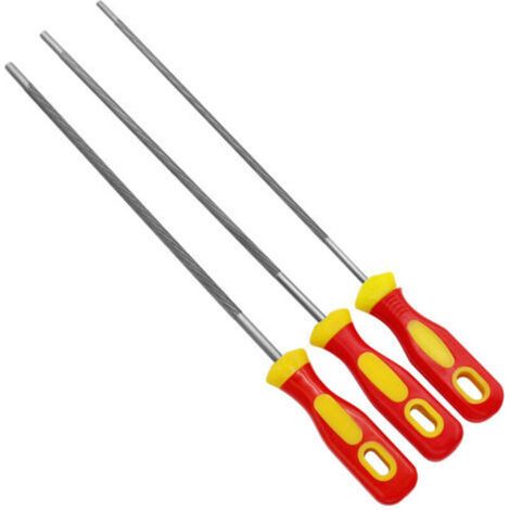 3 Pièces Lime Tronconneuse, Kit d'Affûtage Universel Portable pour Tronçonneuse, Lime avec Poignée Limes Rondes Support de Scie à Affutage Chaîne 3 Tailles de 4mm 4,8mm 5,5mm Adapté au Meulage (1/5)