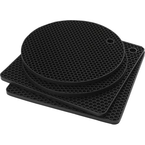 Lot de 4 dessous de plat en silicone - Résistants à la chaleur, antidérapants et imperméables - Motif alvéolé (1/3)