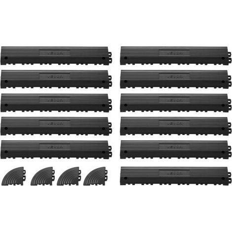 Kit de Bordes para Baldosas Entrelazadas, Paquete de 11 Piezas, Bordes de Transición con 4 Esquinas, para Azulejos de Drenaje, Polipropileno, para Garaje Terraza Taller de Auto Piscina, Negro (1/5)