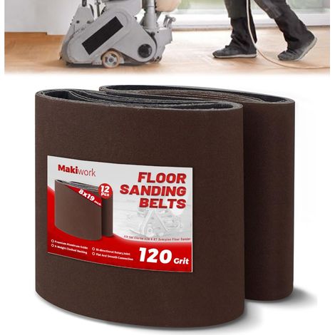 Lot de 12 Bandes Abrasives 200x480 mm Grain 120 – Corindon (Oxyde d’Aluminium) – pour Ponceuse à Parquet et Ponceuse à Bande – Idéal Rénovation Sol Bois (1/5)