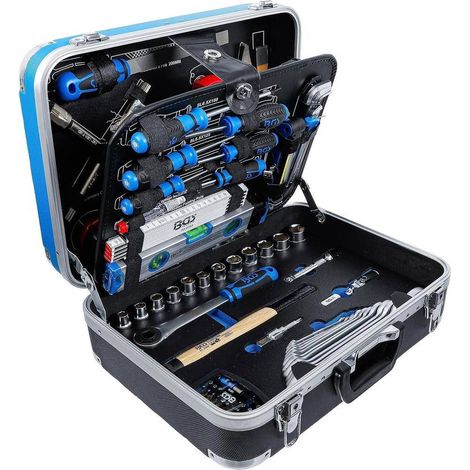 Caisse à Outils Sanitaire 95 pcs - 48 x 38 x 18 cm - Matériel Complet et Résistant, Acier, Pro - D-Work