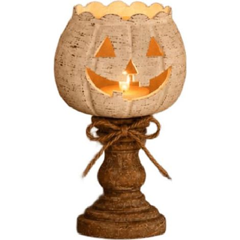 3er-Set Kürbis-Kerzenhalter, antikweißes Metall, 12, 15, 18 cm, für Teelichter, Zuhause, Herbst, Halloween (1/5)