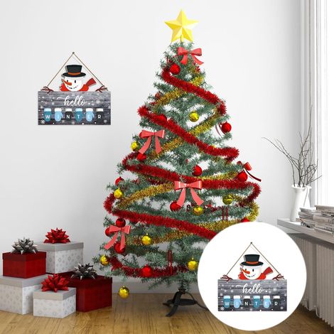 Panneau En Bois - Bonhomme De Neige - Décoration Hivernale Pour Porte D'Entrée Mur Balcon - Intérieur Maison Voiture - 1 Pièce (1/5)