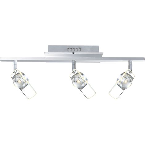 Deckenleuchte drei Strahler Spotleuchte Glas Deckenlampe schwenkbar, 3x LED 5W 400Lm neutralweiß, LxBxH 65x13x18 cm