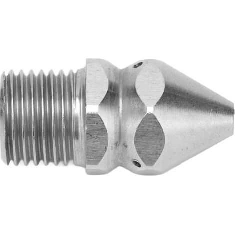 Buse de nettoyage de canalisations G1/4 pouce à filetage extérieur en acier inoxydable, tête de pulvérisation pour le nettoyage des canalisations d'évacuation, 4 trous (1/5)