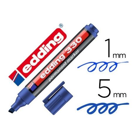 Rotulador edding marcador permanente 330 azul punta biselada 1-5 mm recargable (pack de 10 uds.)