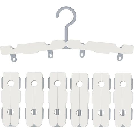 Set mit 6 faltbaren Reisekleiderbügeln mit verdeckten Clips für platzsparende Aufbewahrung. Tragbare Kleiderbügel für Reisen, Camping und Hotels (weiß). (1/5)