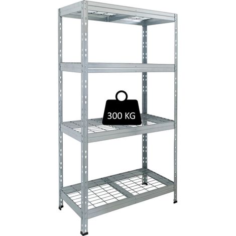 scaffale in metallo zincato ad incastro con 4 ripiani grigliati, 120x45x180 cm (1/4)