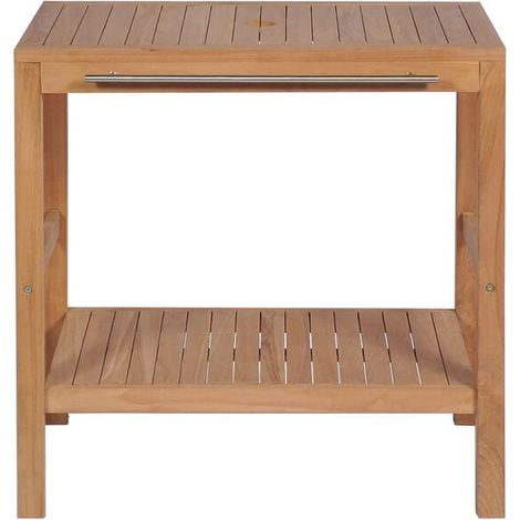 Meuble de Salle de Bain en Bois Massif Teck avec Lavabo, 74x45x75 cm (1/5)