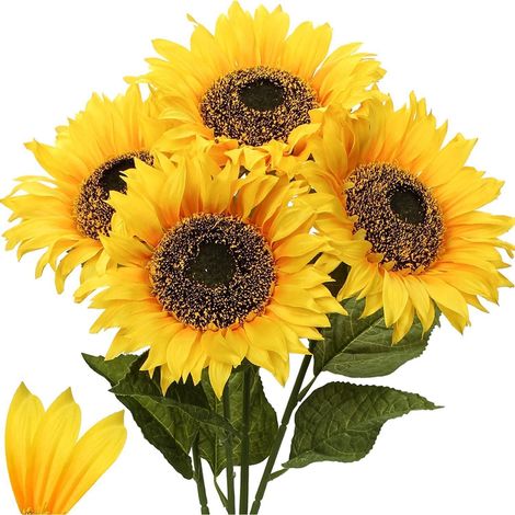 Künstliche Sonnenblumen Deko Groß Seidenblumen Sunflowers Hochzeit Party 4 Stück (1/5)