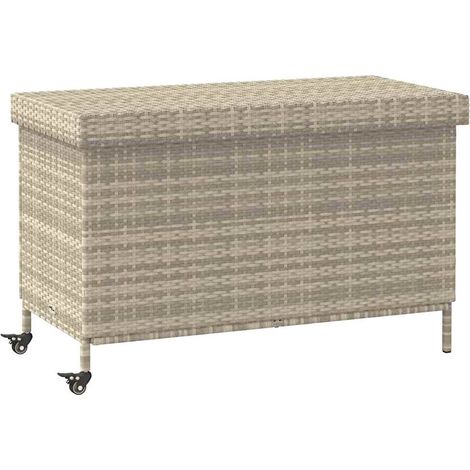 Boîte de rangement de jardin,Coffre de rangement et roues gris clair résine tressée CFW113158 (1/5)