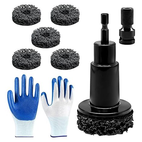 Wheel Hub Sander Rust Removal Wheel Hub Cleaning with Sanding Heads and Adapter for Impact Driver 1/2" (1/5)