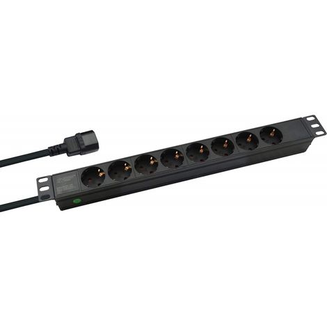 Helos 19&quot Steckdosenleiste PROFESSIONAL, 8-fach, schwarz, 2,0m, für USV (C14)