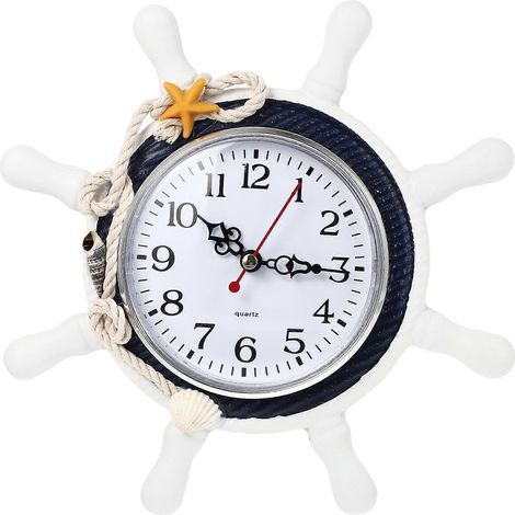 Mediterrane Wanduhr mit dekorativer Kordel, geräuschloses Ticken (Farbe zufällig) (1/4)