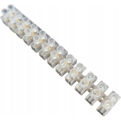 Barrette de connexion 12 bornes domino électrique 6mm 5A 400V PVC Blanc - HOROZ ELECTRIC (1/3)