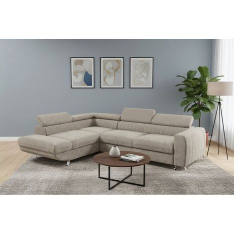 Ecksofa mit Schlaffunktion MARIOS Sofa Stoff Dunbar Cappuccino Ottomane Links