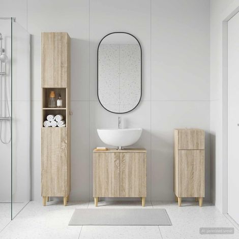 vidaXL 3 Piece Bathroom Cabinet Set ARNHEM Sonoma Oak Engineered Wood (1/5)
